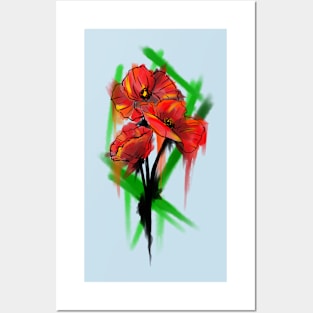 Watercolor Poppy Flower Posters and Art